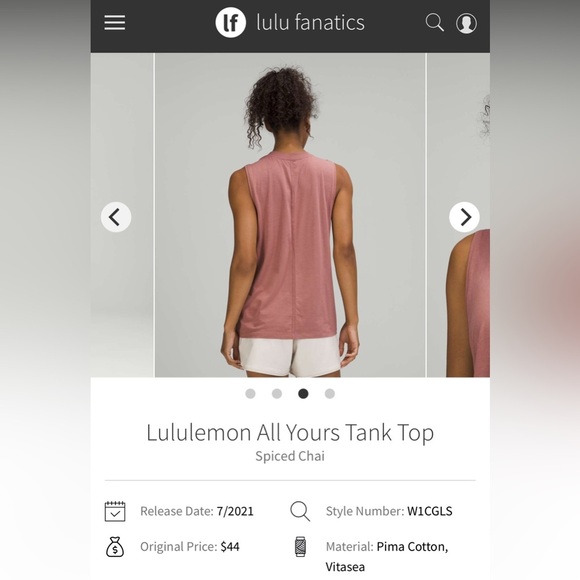 Lululemon All Yours Tank in Spiced Chai Women’s Size 18 - Picture 2 of 3